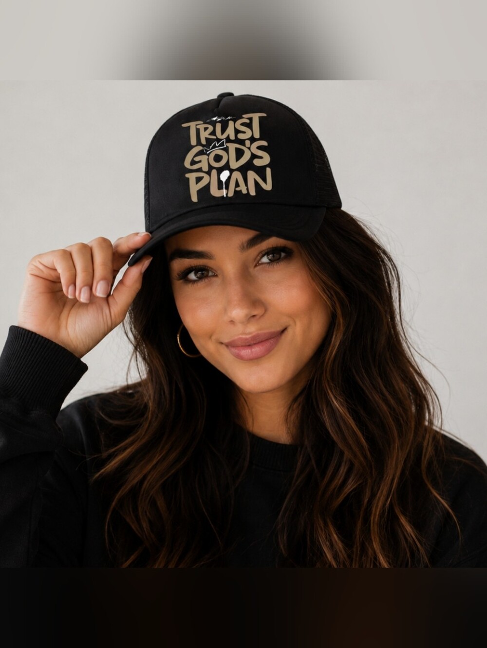 "Trust God's Plan" Black Trucker Hat